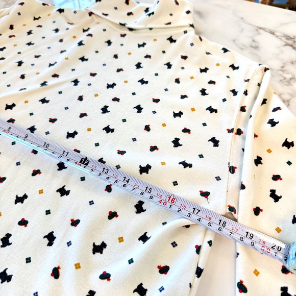 Northern Isles Womens Small Turtleneck Scottie Dog Tartan Print Cream Vintage S - Picture 6 of 10